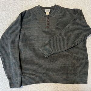 L.L. Bean Men's Green Button Up Crewneck Sweater